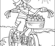 Coloriage Cycliste qui porte des Fraises