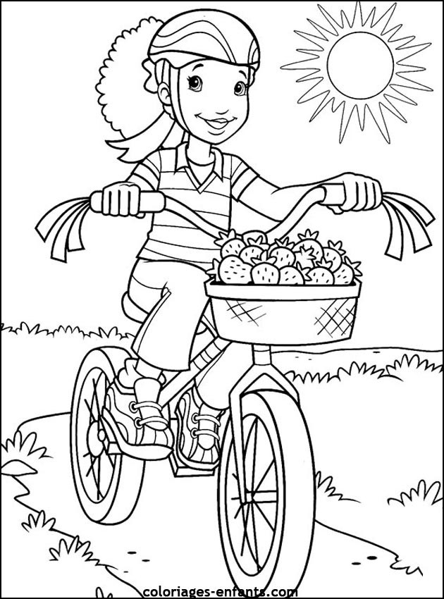 Coloriage et dessins gratuits Cycliste qui porte des Fraises à imprimer