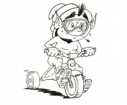 Coloriage Cycliste sur v&eacute;lo &agrave; trois roues