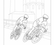 Coloriage et dessins gratuit Cyclistes en course à imprimer