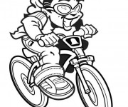 Coloriage Enfant Joyeux sur VTT