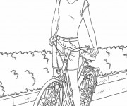 Coloriage Fille Cycliste