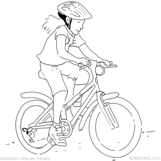 fille cycliste a colorier