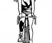 Coloriage Fille Cycliste vecteur