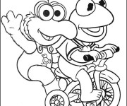 Coloriage Grenouille sur Vélo