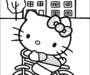 Coloriage Hello Kitty sur V&eacute;lo