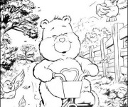 Coloriage Petit Ours sur son V&eacute;lo