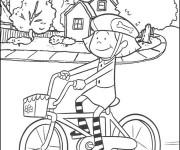 Coloriage Petite Cycliste devant sa maison