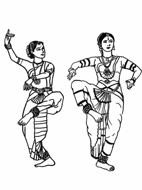 Coloriage et dessins gratuits Danse indienne traditionnelle à imprimer