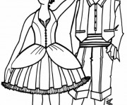 Coloriage Danseurs traditionnelles