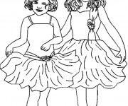 Coloriage Petites fille en Dansant