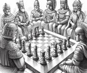 Coloriage Ancien match d'&eacute;checs