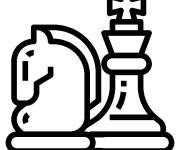 Coloriage Chevalier et roi d'&eacute;checs en vecteur