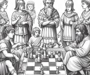 Coloriage Civilisation antique et l'&eacute;checs