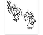 Coloriage Combat de pi&egrave;ces d'&eacute;checs