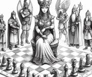 Coloriage Des humains comme des pi&egrave;ces d'&eacute;checs