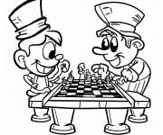 Coloriage Deux gar&ccedil;ons jouant aux &eacute;checs