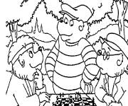Coloriage Deux ours jouant aux &eacute;checs