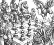 Coloriage Echecs avec des pi&egrave;ces tout magiques