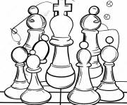 Coloriage &Eacute;chiquier avec pi&egrave;ces color&eacute;es
