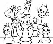 Coloriage &Eacute;chiquier pi&egrave;ces tout dr&ocirc;le
