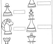Coloriage Ecrire les noms des pi&egrave;ces d'&eacute;checs