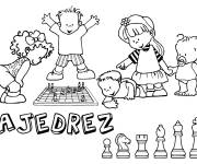 Coloriage Enfants qui aiment l'&eacute;checs