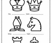 Coloriage Fiche des pi&egrave;ces d'&eacute;checs imprimable