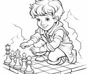 Coloriage Gar&ccedil;on sur l'&eacute;chiquier