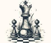 Coloriage Illustration du jeu d'&eacute;checs adulte