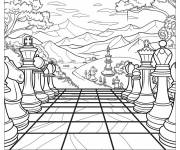 Coloriage Jeu d'&eacute;checs avec vue magique