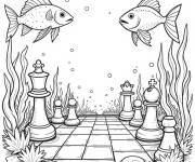 Coloriage Jeu d'échecs sous la mer