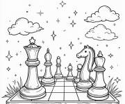 Coloriage Jeu d'échecs sous les nuages
