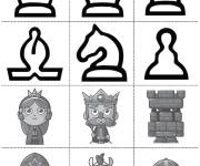 Coloriage Jeu de m&eacute;moire aux &eacute;checs