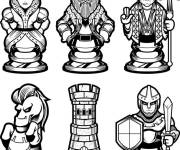 Coloriage Jeu de pi&egrave;ces d'&eacute;checs en noir et blanc