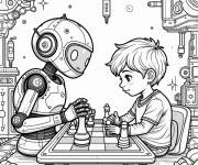Coloriage Jeu des échecs contre un robot