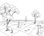 Coloriage l'&eacute;chiquier dans la nature