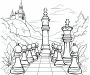 Coloriage L'&eacute;chiquier devant le ch&acirc;teau