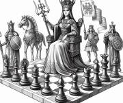 Coloriage La reine d'&eacute;checs tr&egrave;s puissantes