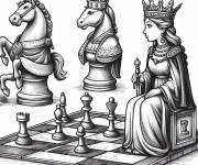 Coloriage La reine et le chevalier d'&eacute;checs adulte