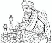 Coloriage Le roi jouant aux &eacute;checs