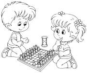 Coloriage Les enfants jouant aux &eacute;checs