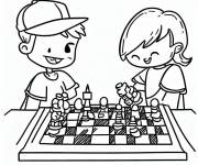 Coloriage Match agr&eacute;able d'&eacute;checs pour enfants
