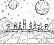 Coloriage Match d'échecs dans l'espace