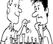 Coloriage Match d'&eacute;checs entre deux hommes