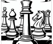 Coloriage Match d'&eacute;checs pour adulte