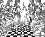 Coloriage Match d'&eacute;checs tr&eacute;s &eacute;puisant
