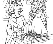 Coloriage Meridas jouant aux &eacute;checs