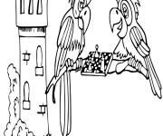 Coloriage Perroquets jouent aux &eacute;checs