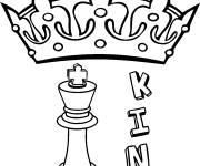 Coloriage Pi&egrave;ce d'&eacute;checs du roi avec couronne